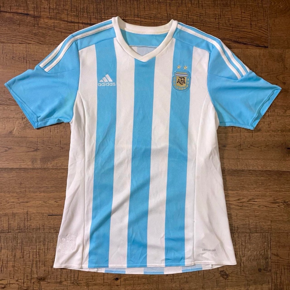 Adidas Argentina Jersey Mens Size M White Blue Blokecore 2015 Home AC0312